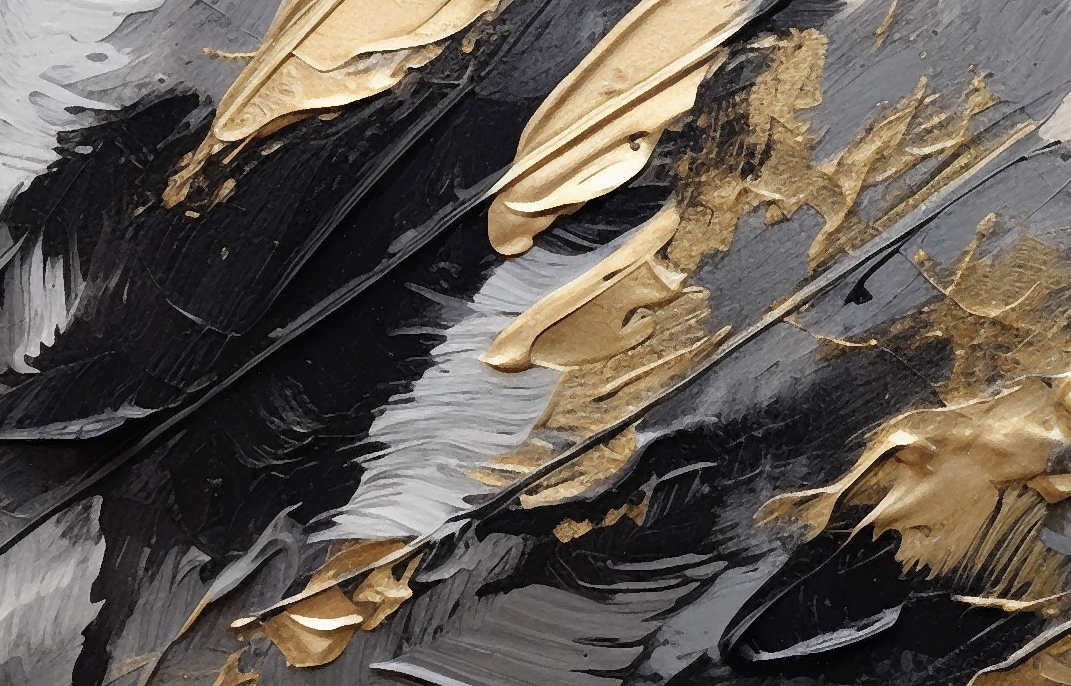 Tableau décoratif -BLACK FEATHERS- art moderne