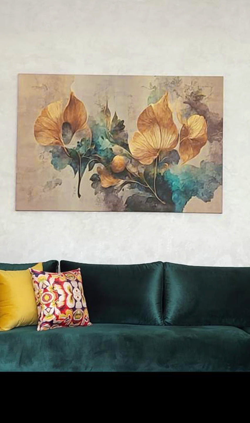 Tableau décoratif Golden flowers -  Décoration moderne