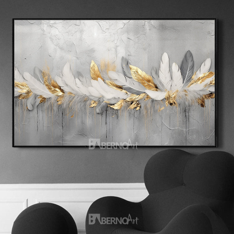 Tableau décoratif -WHITE FEATHERS- art moderne