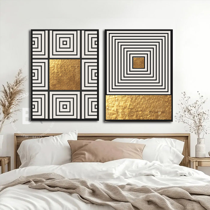 Tableau décoratif diptyque -labyrinthe- art abstrait