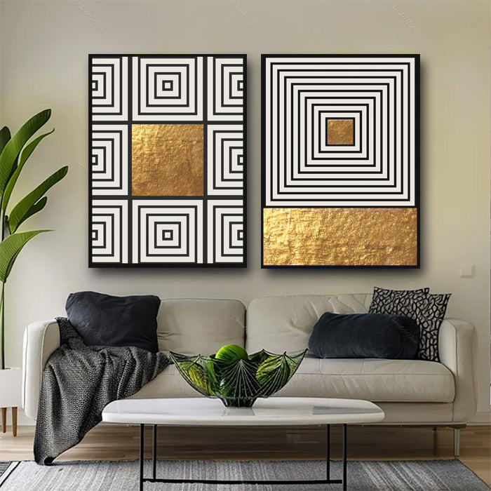 Tableau décoratif diptyque -labyrinthe- art abstrait