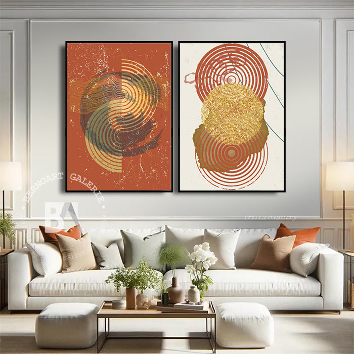 Tableau décoratif diptyque -Lueur Solaire- art abstrait