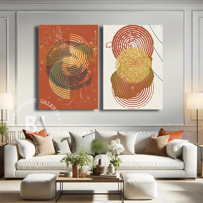 Tableau décoratif diptyque -Lueur Solaire- art abstrait