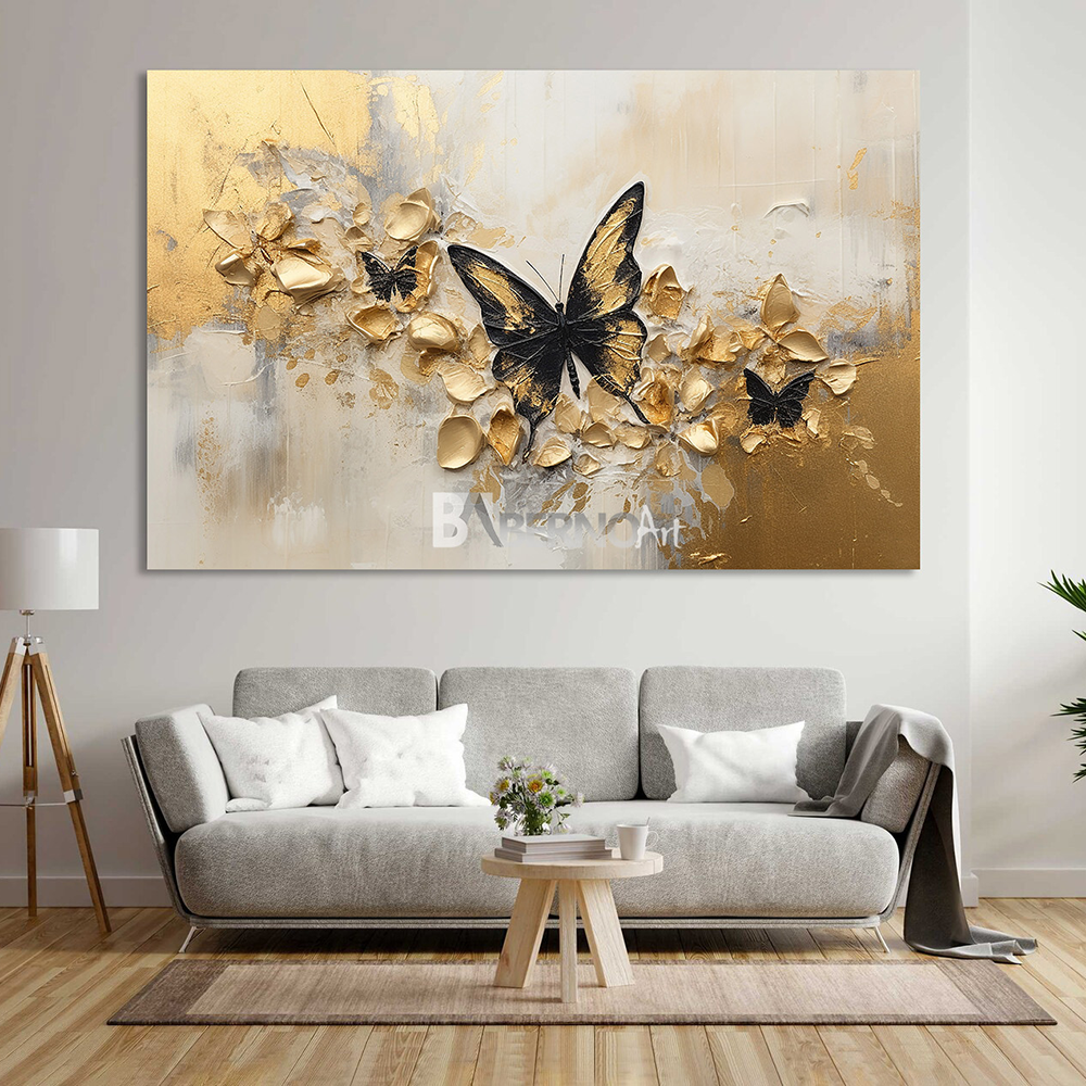 Tableau décoratif -GOLD BUTTERFLY- art moderne – Bernoart