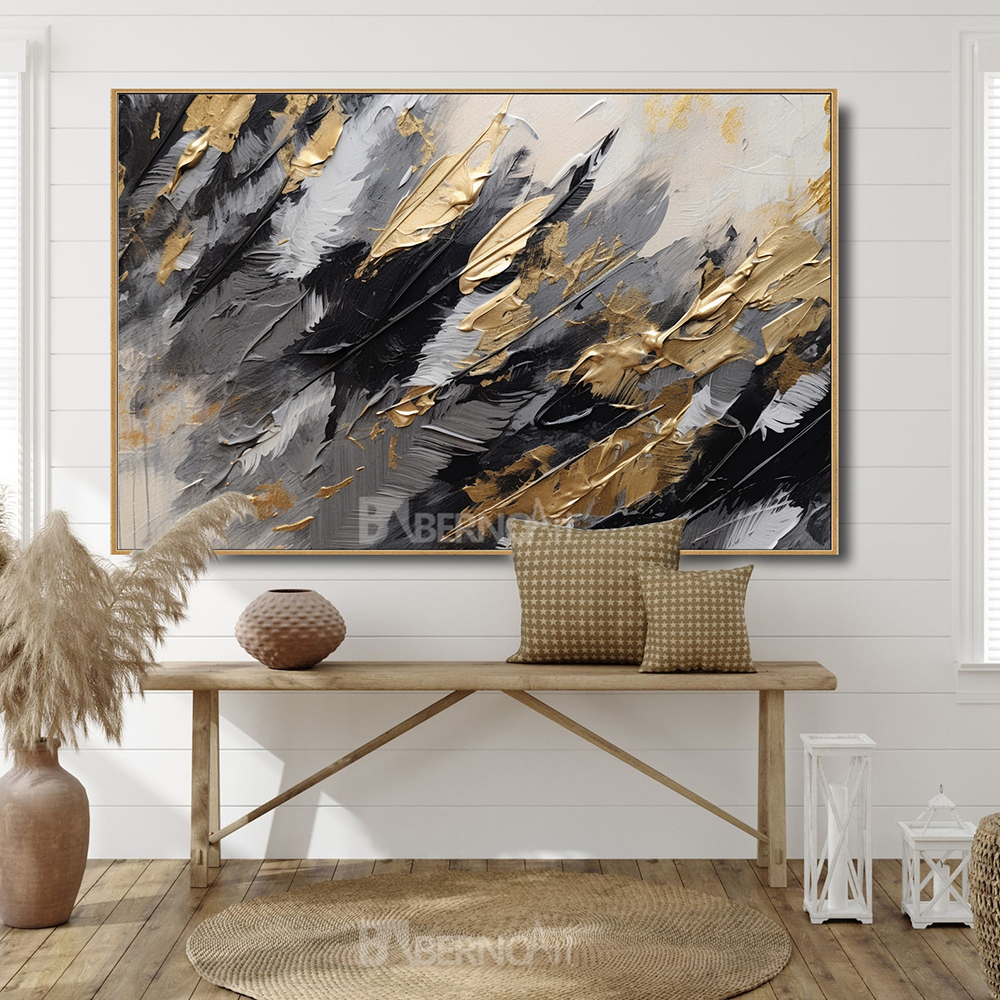 Tableau décoratif -BLACK FEATHERS- art moderne