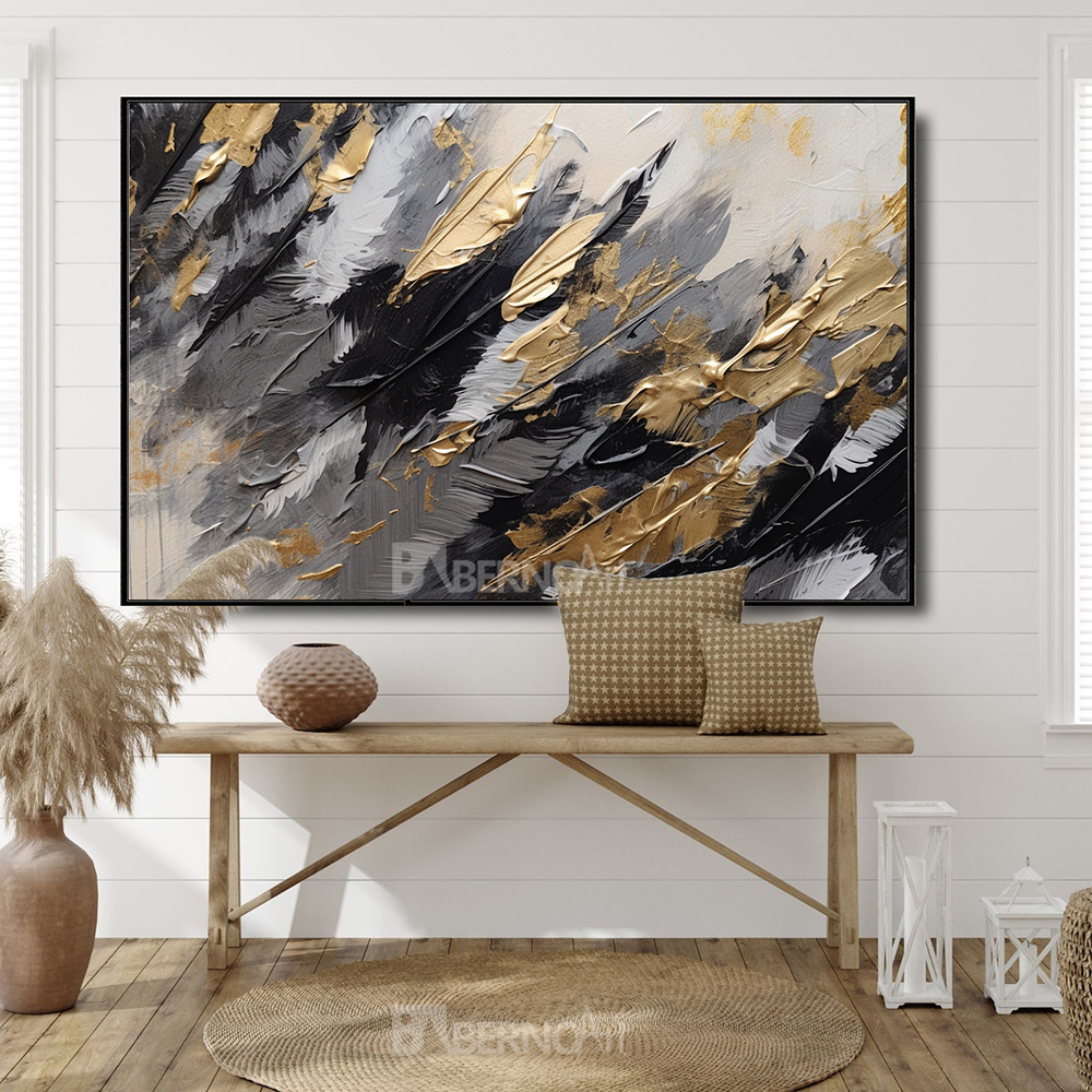 Tableau décoratif -BLACK FEATHERS- art moderne