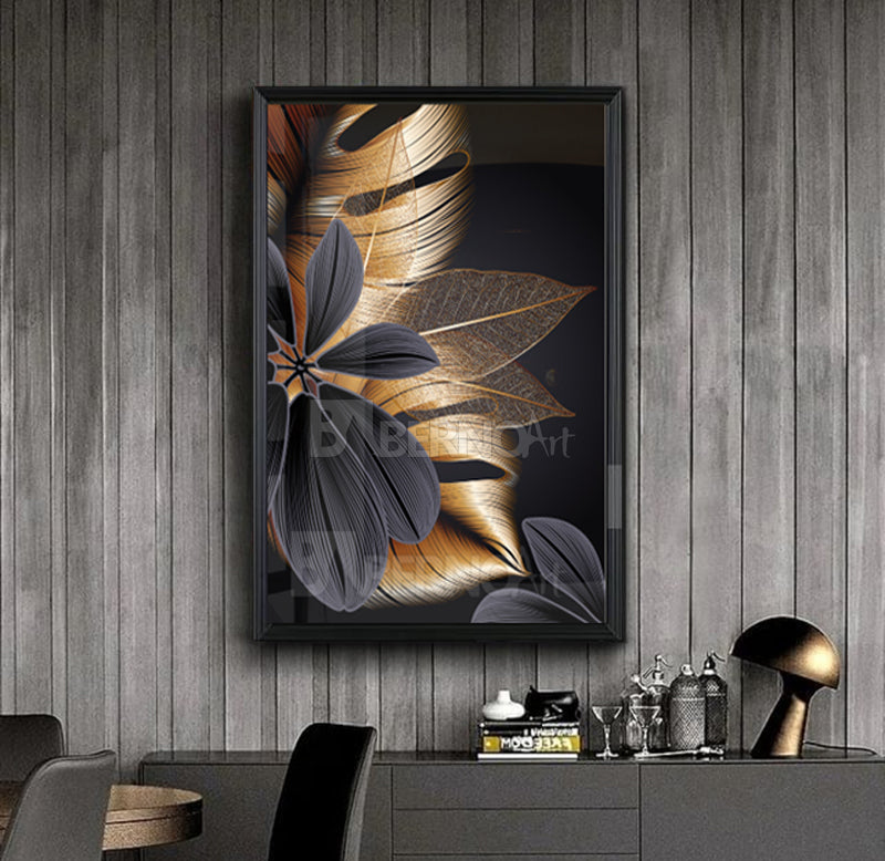 Tableau décoratif -Black Flowers- art floral